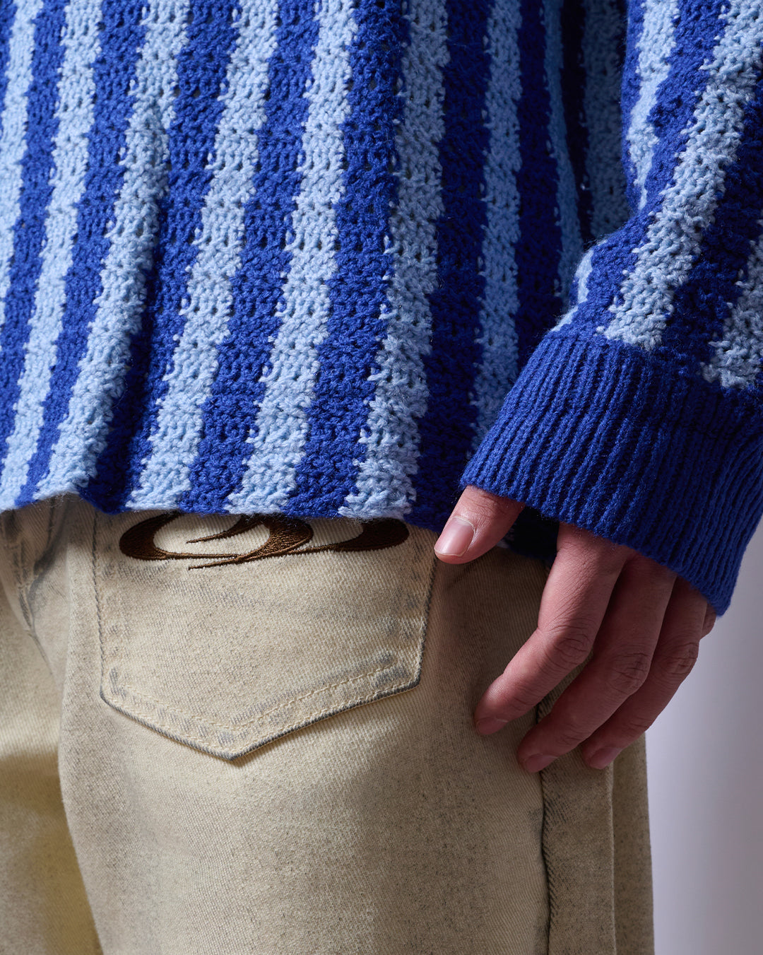 Breaking System Blue Striped Knit Long Sleeve