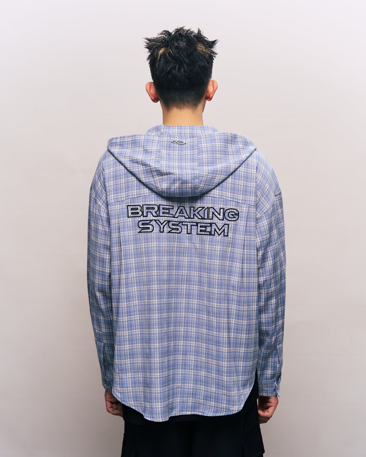 BREAKING SYSTEM BLUE PLAID HOOD SHIRT