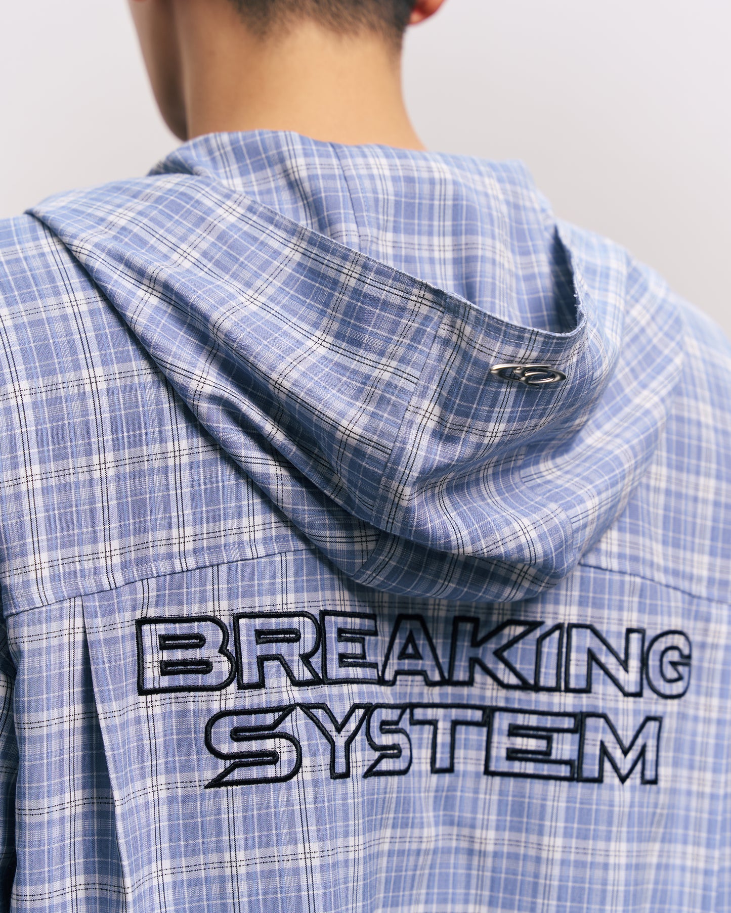 BREAKING SYSTEM BLUE PLAID HOOD SHIRT