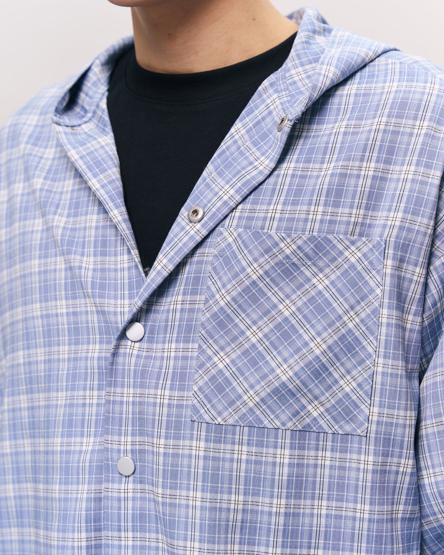 BREAKING SYSTEM BLUE PLAID HOOD SHIRT