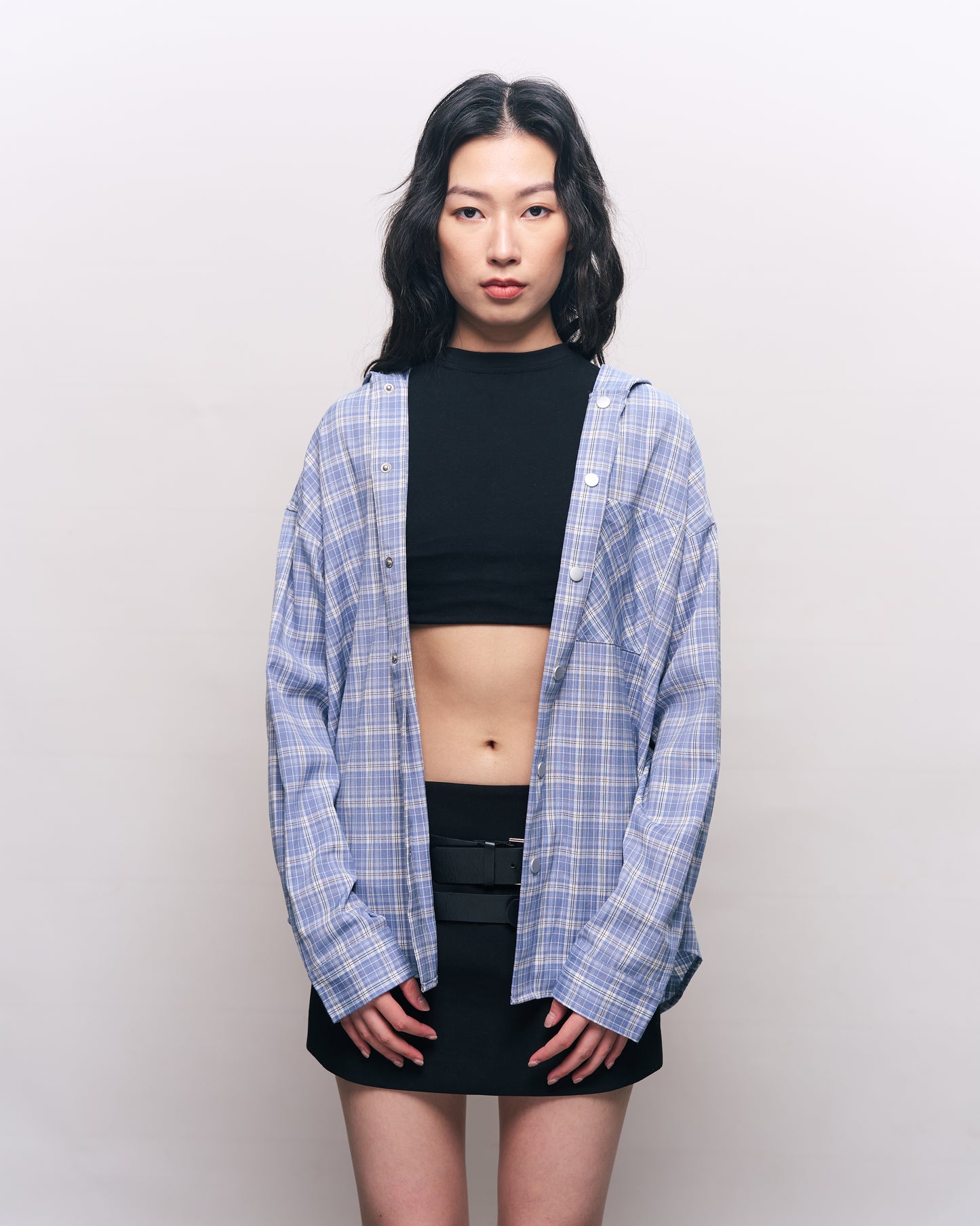 BREAKING SYSTEM BLUE PLAID HOOD SHIRT