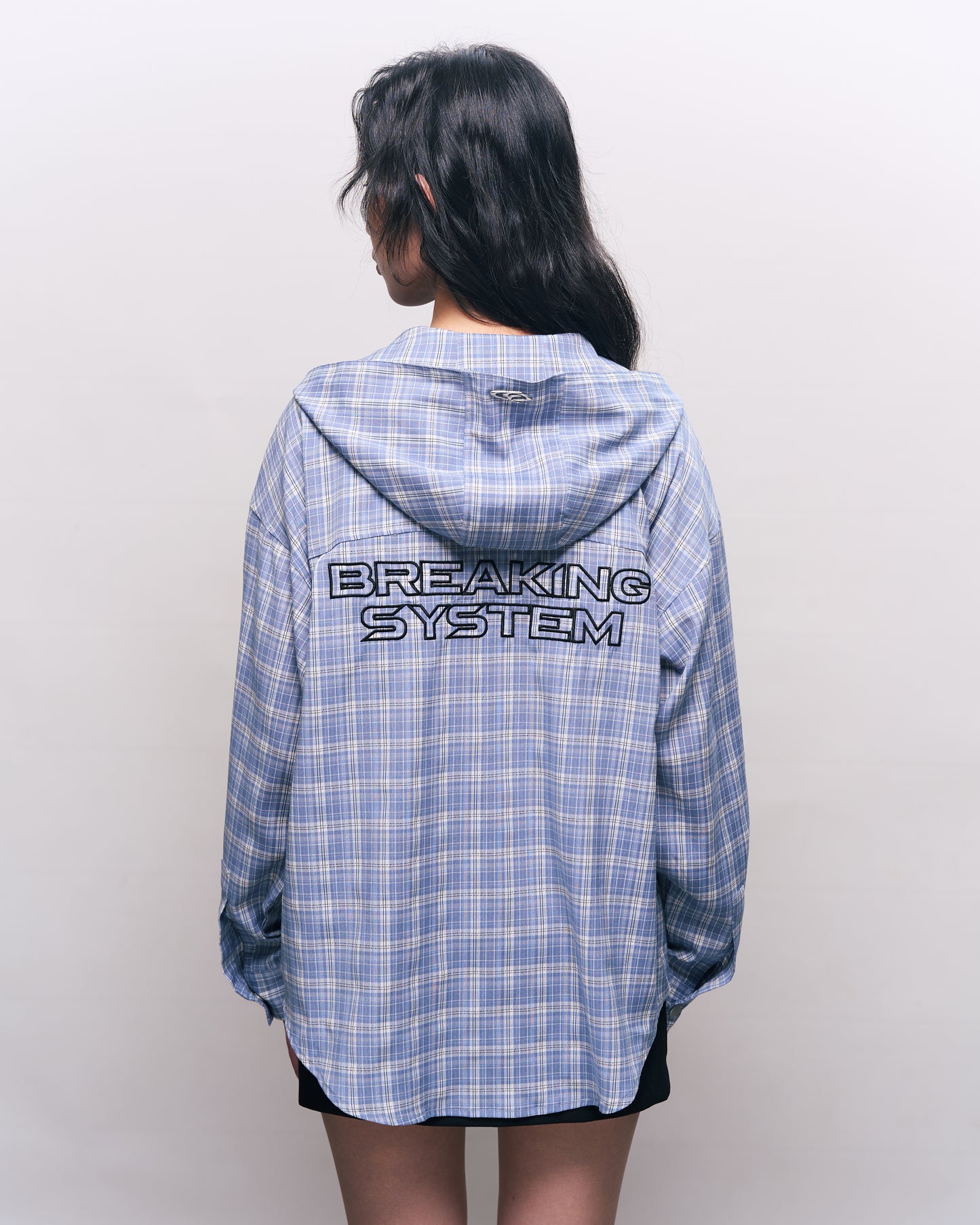 BREAKING SYSTEM BLUE PLAID HOOD SHIRT