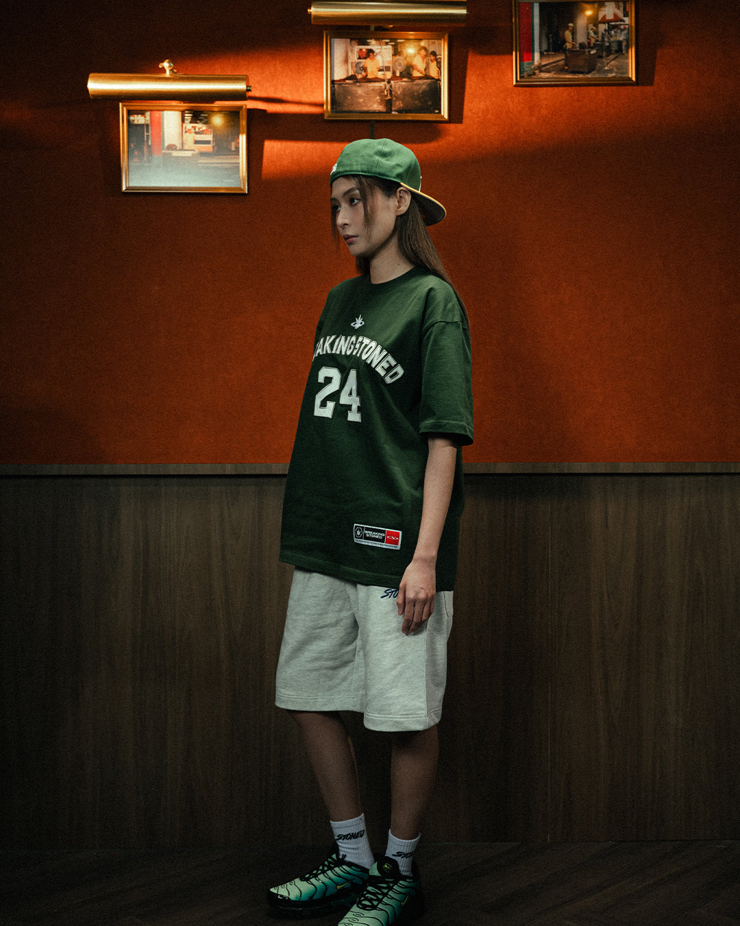 Breaking Stoned | College Oversized Tshirts Green