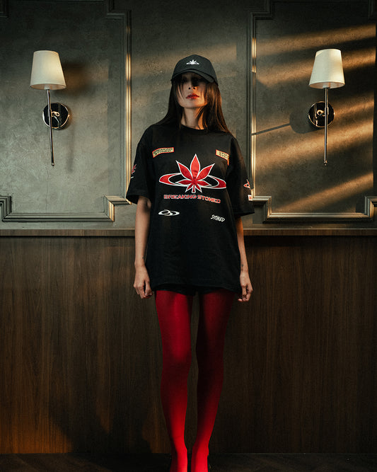 Breaking Stoned | Motorsport Oversized Tshirts Black