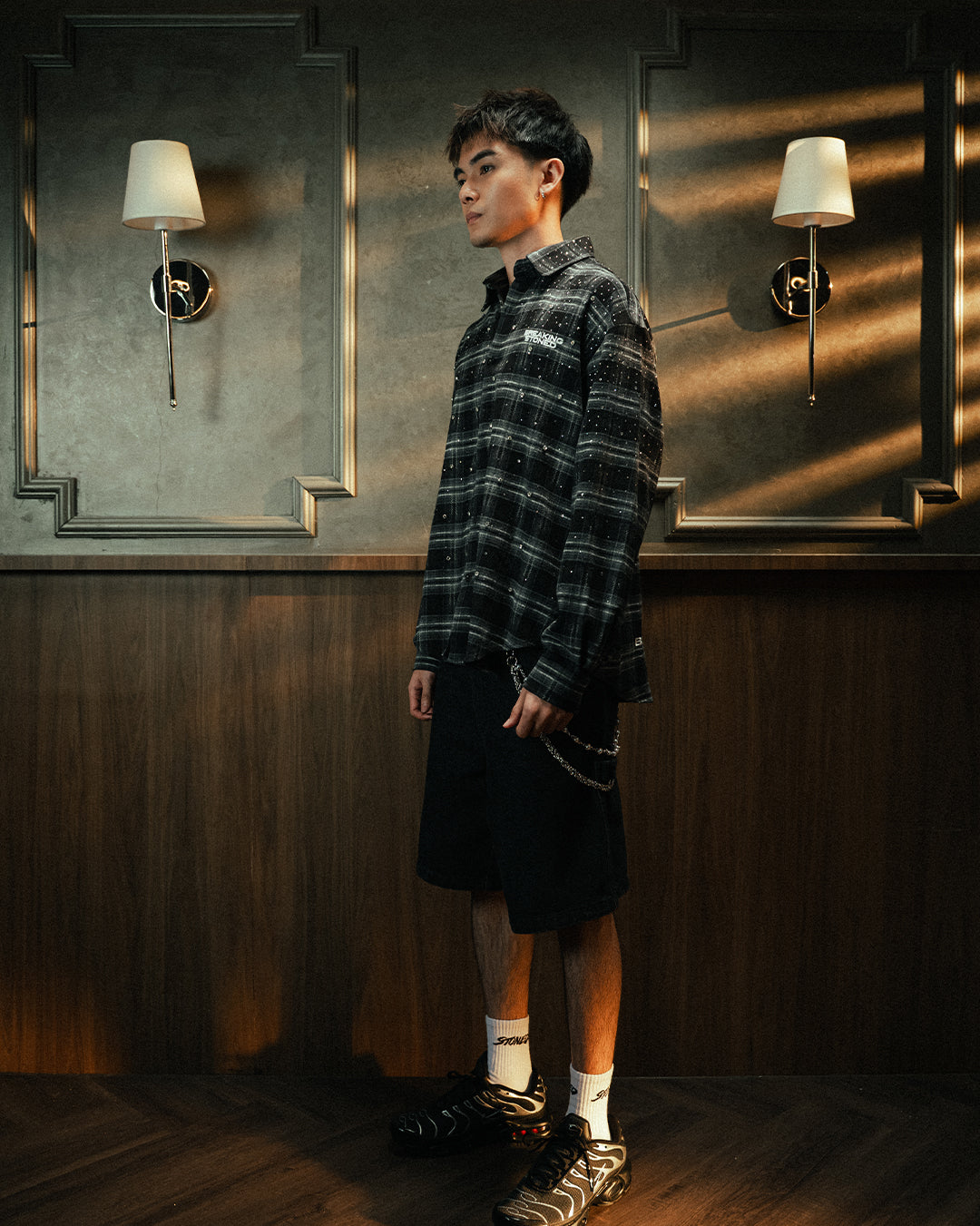 Breaking Stoned | Rhinestoned Flannel Black