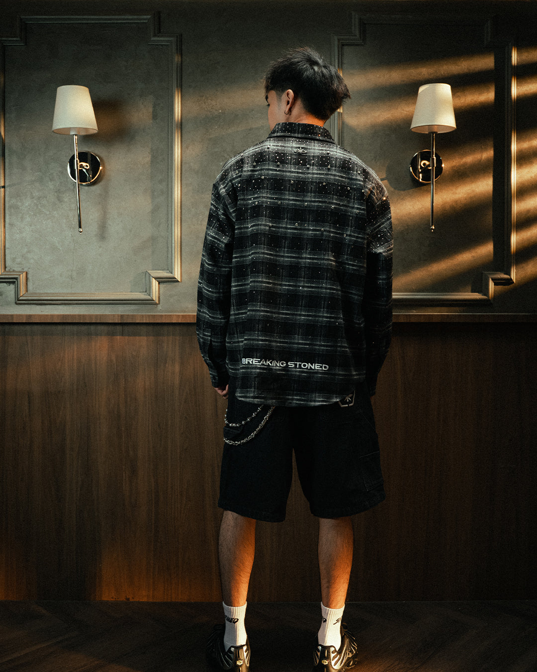 Breaking Stoned | Rhinestoned Flannel Black