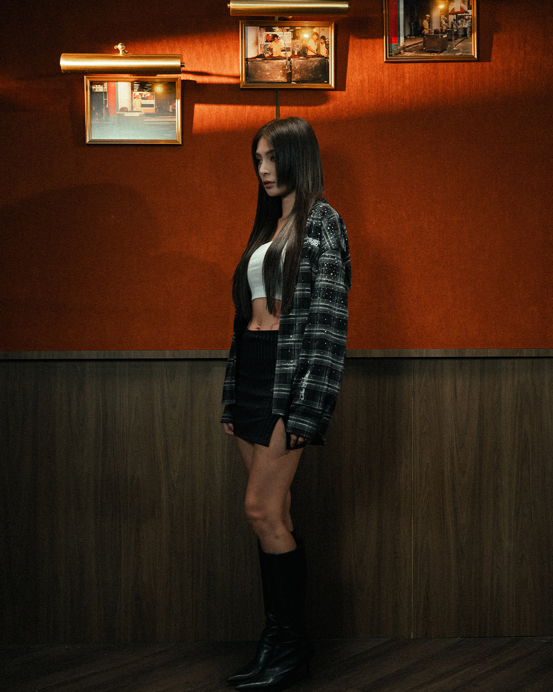 Breaking Stoned | Rhinestoned Flannel Black