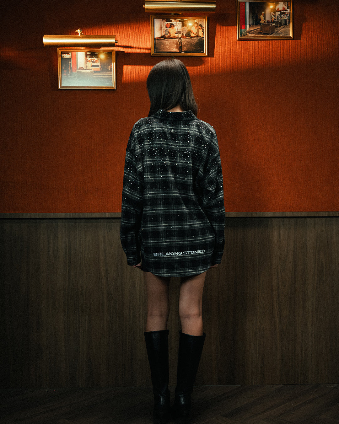 Breaking Stoned | Rhinestoned Flannel Black