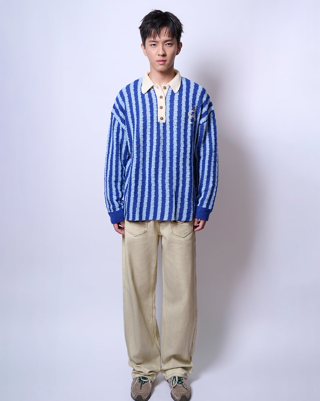 Breaking System Blue Striped Knit Long Sleeve
