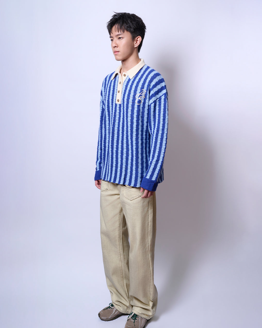 Breaking System Blue Striped Knit Long Sleeve