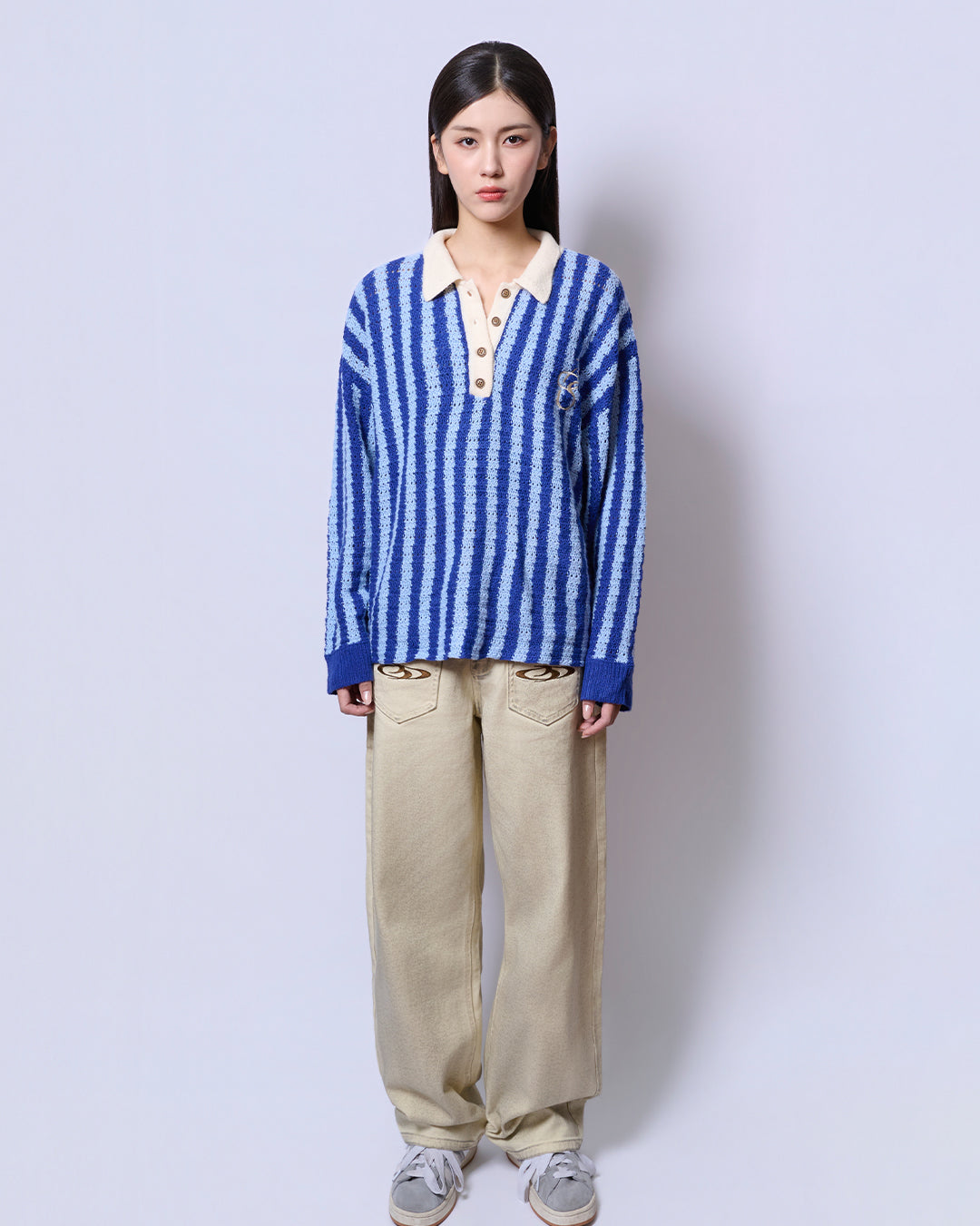 Breaking System Blue Striped Knit Long Sleeve