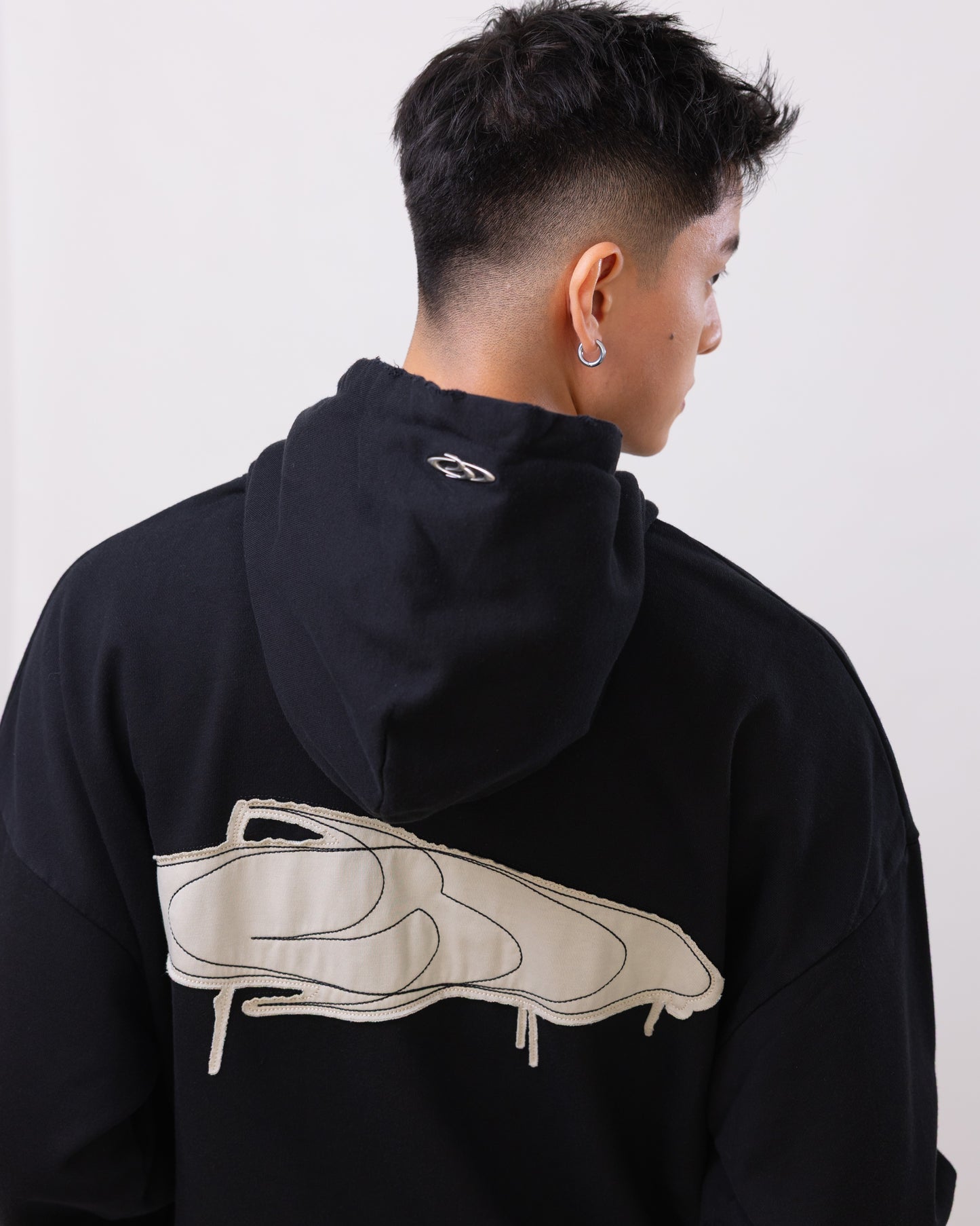 Distressed Patch-on Hoodie