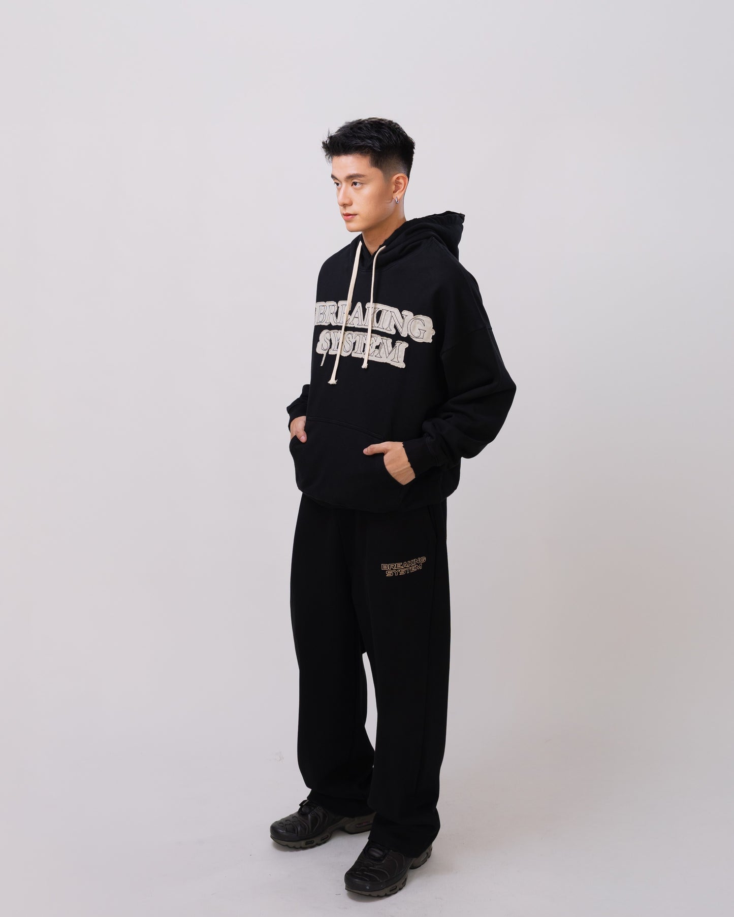 Distressed Patch-on Hoodie