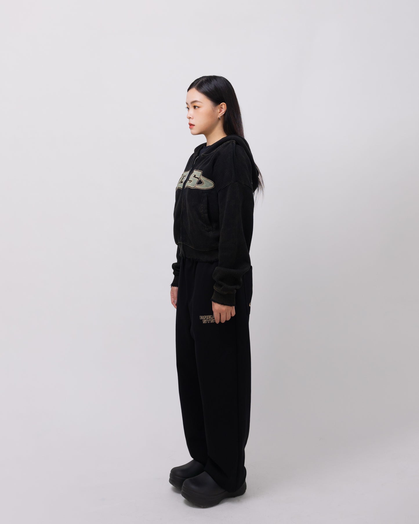 Smoke Black Distressed Zip-up Hoodie