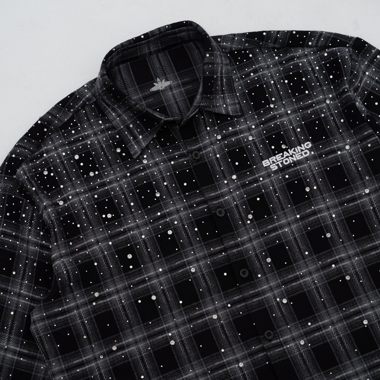 Breaking Stoned | Rhinestoned Flannel Black