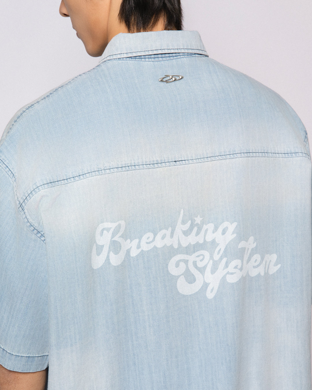 BREAKING SYSTEM PAINT SPRAY DENIM SHORT SLEEVE SHIRT