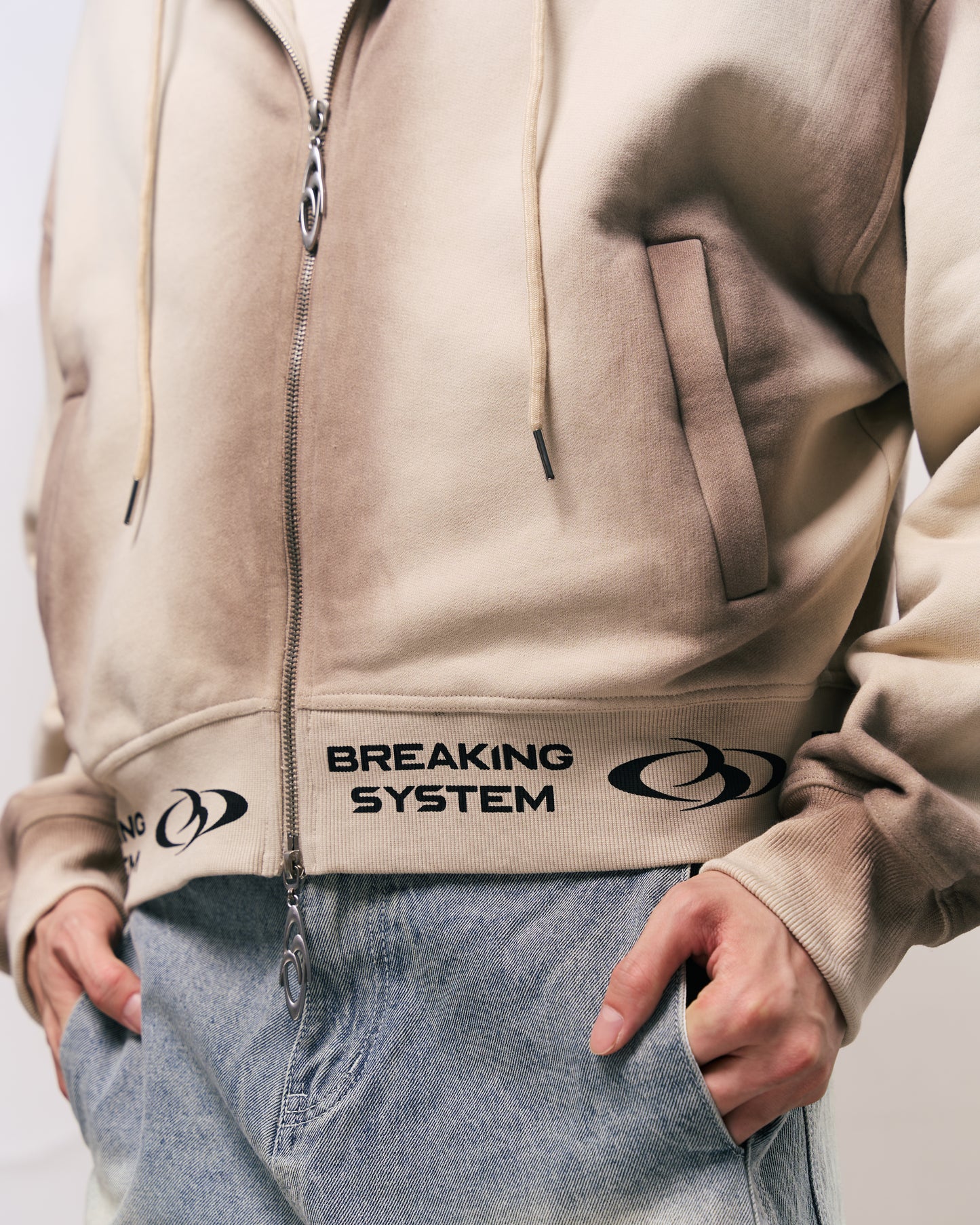 BREAKING SYSTEM BURN BEIGE ZIP UP HOODIE