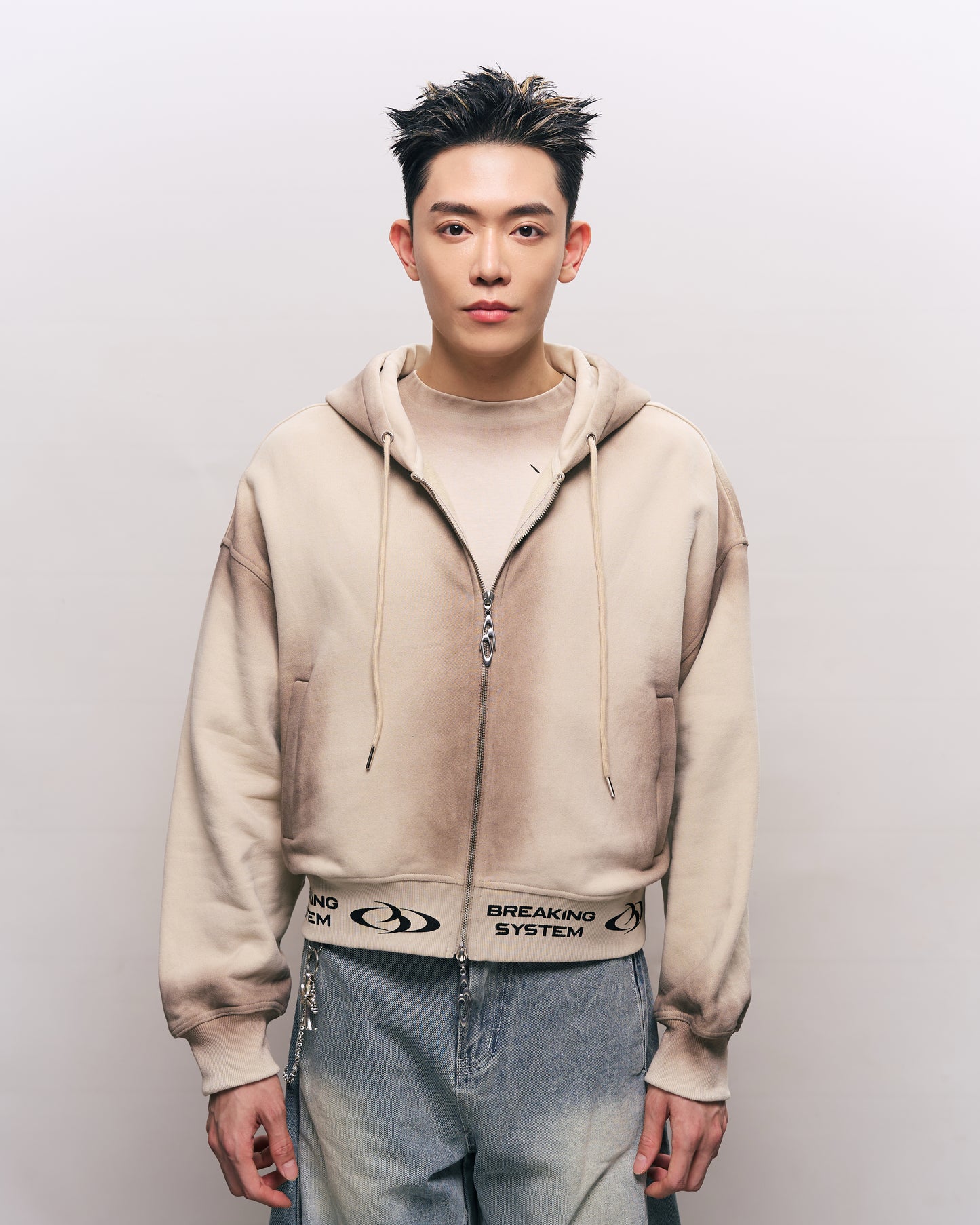 BREAKING SYSTEM BURN BEIGE ZIP UP HOODIE