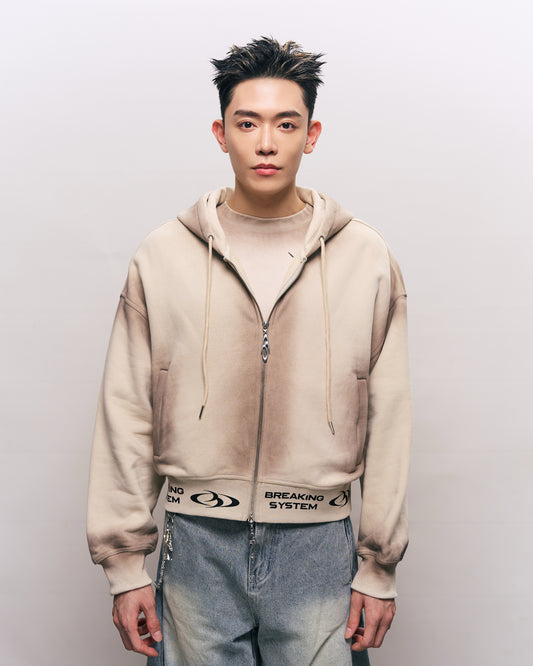 BREAKING SYSTEM BURN BEIGE ZIP UP HOODIE