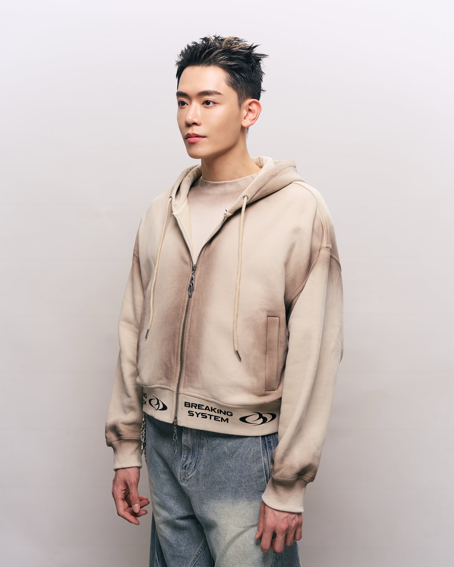 BREAKING SYSTEM BURN BEIGE ZIP UP HOODIE