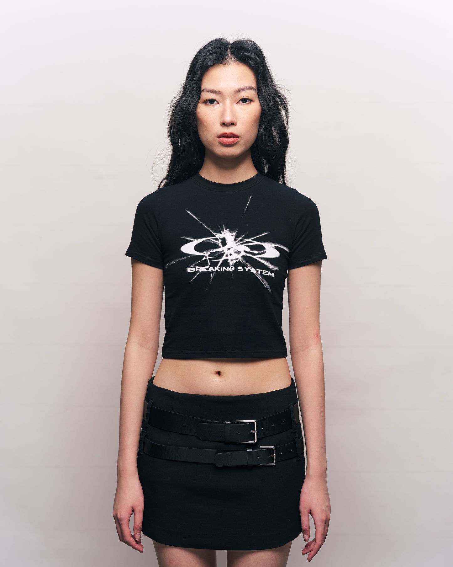 BREAKING SYSTEM SHATTERED GRAPHIC BLACK BABY TEE