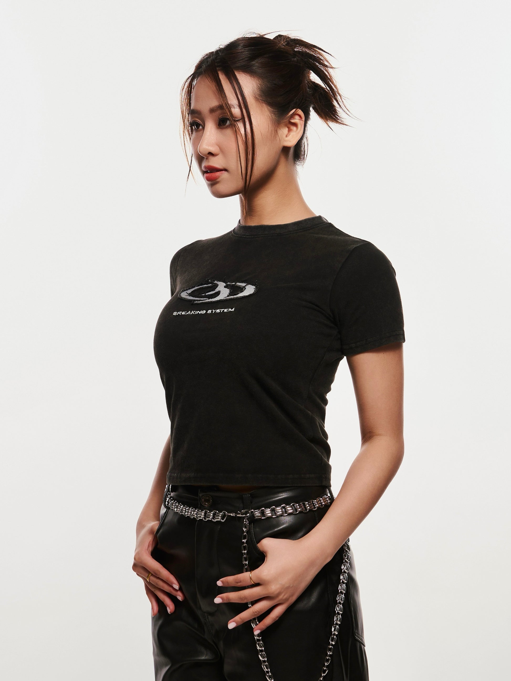 Breaking System Washed Baby Tee -Malaysia Streetwear -Premium Top